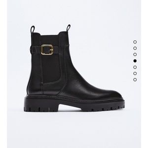 Zara leather ankle Chelsea boot with buckle
